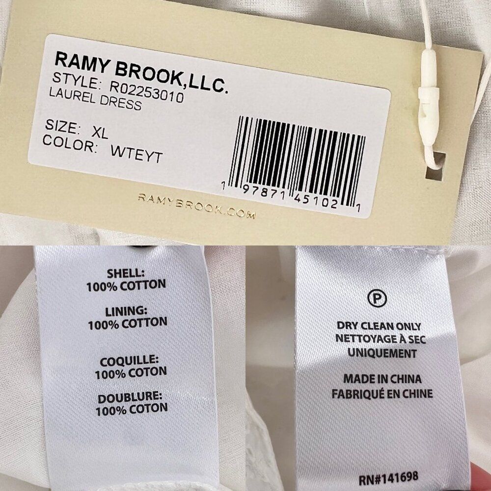 NWT Ramy Brook 100% Cotton Laurel White Eyelet Embroidered Retro Mini Dress XL - Picture 6 of 13